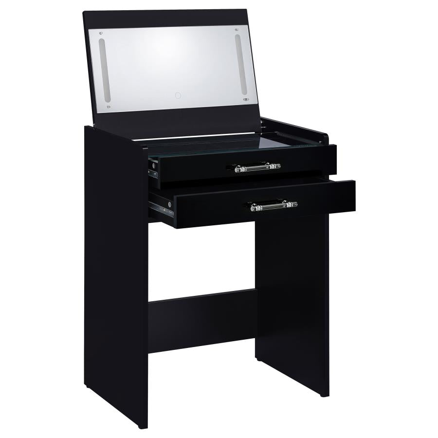 Danbury 3-drawer Makeup Vanity & Stool Set Black High Gloss - 930209