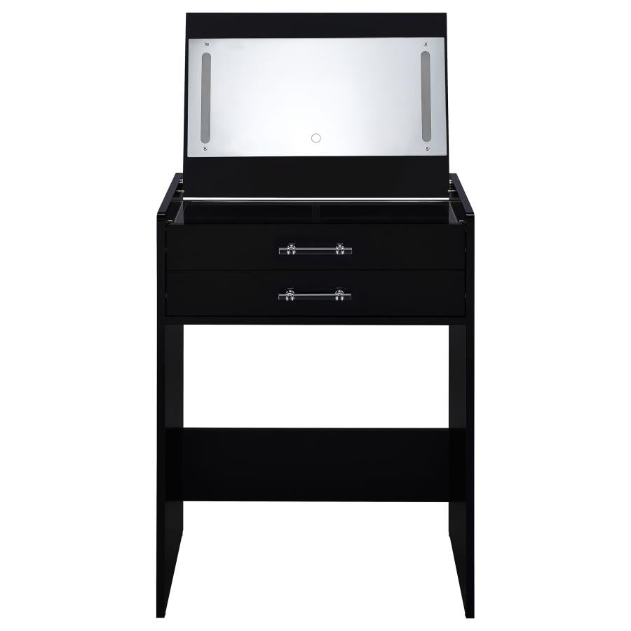 Danbury 3-drawer Makeup Vanity & Stool Set Black High Gloss - 930209