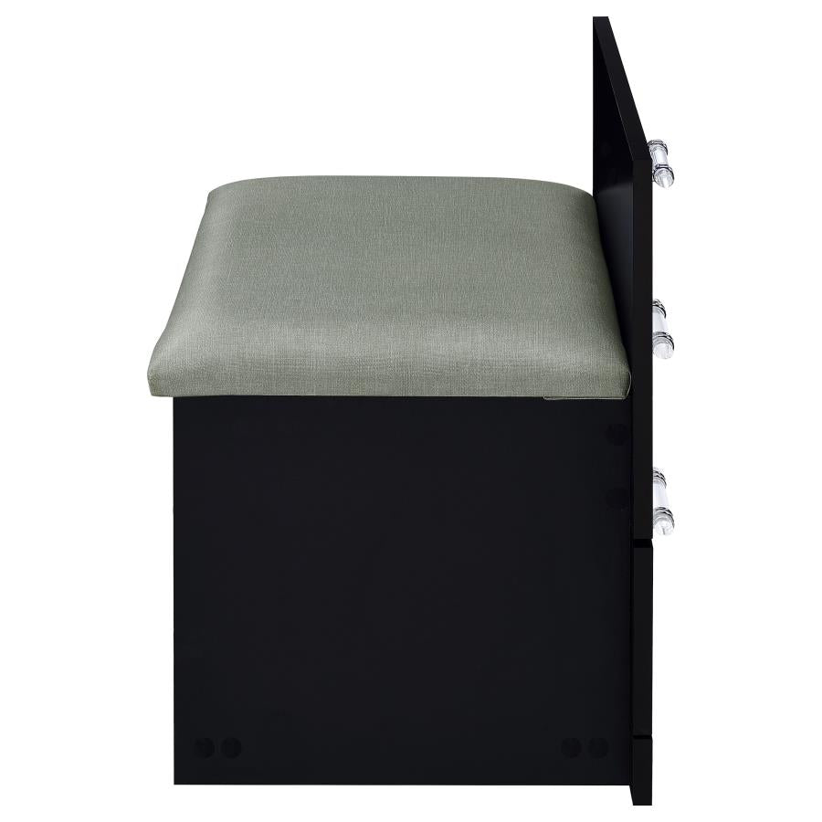 Danbury 3-drawer Makeup Vanity & Stool Set Black High Gloss - 930209