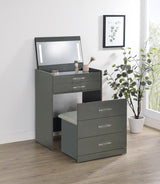 Danbury 3-drawer Makeup Vanity & Stool Set Grey High Gloss - 930210