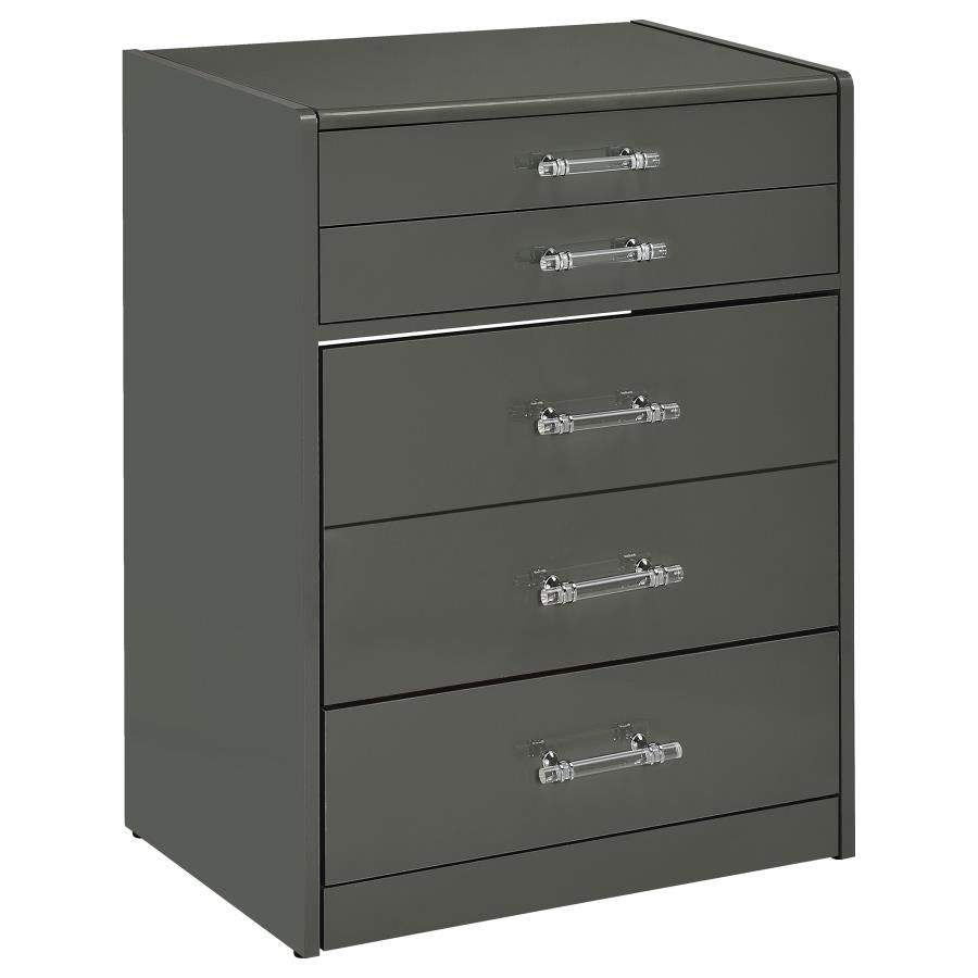 Danbury 3-drawer Makeup Vanity & Stool Set Grey High Gloss - 930210