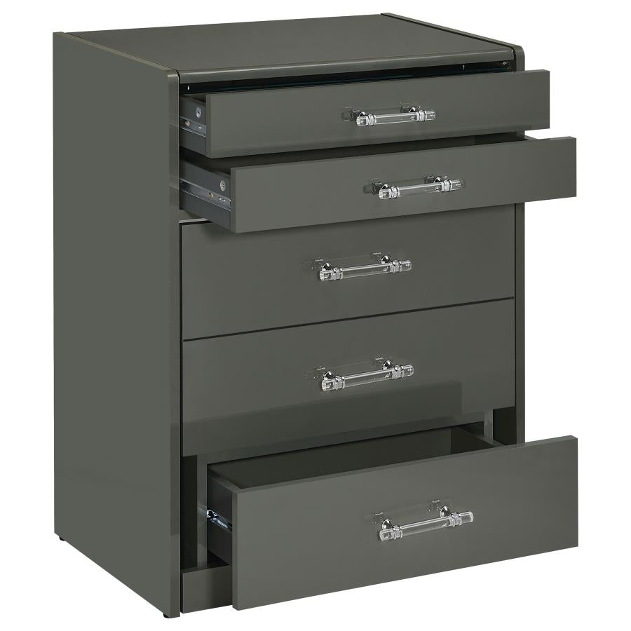 Danbury 3-drawer Makeup Vanity & Stool Set Grey High Gloss - 930210