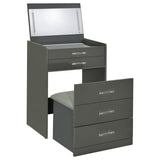 Danbury 3-drawer Makeup Vanity & Stool Set Grey High Gloss - 930210