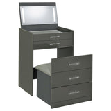 Danbury 3-drawer Makeup Vanity & Stool Set Grey High Gloss - 930210
