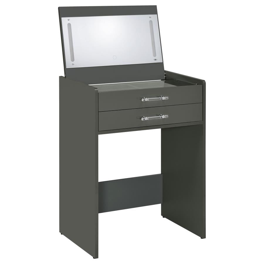 Danbury 3-drawer Makeup Vanity & Stool Set Grey High Gloss - 930210
