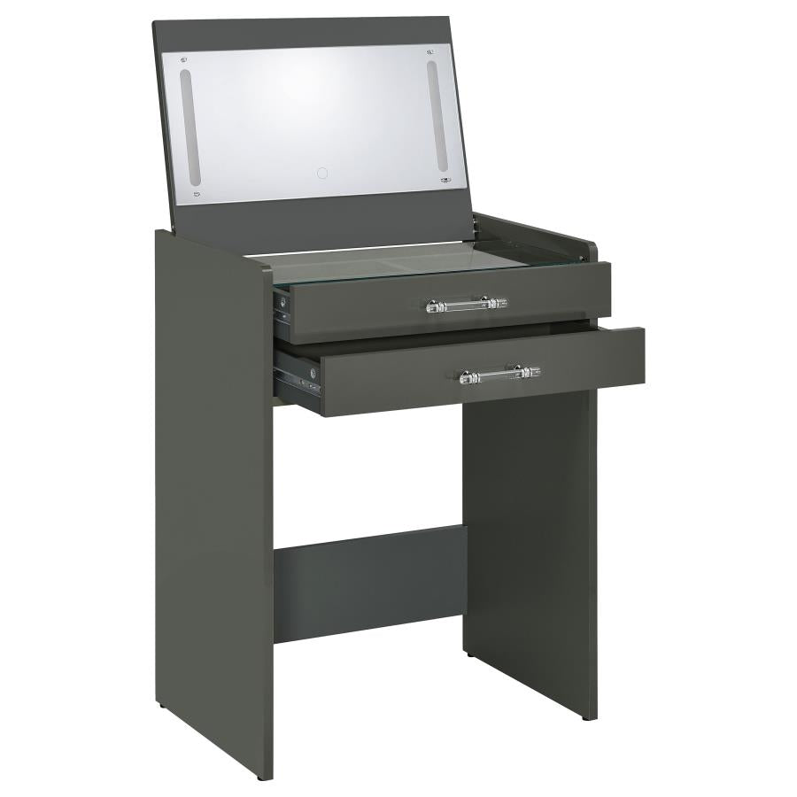 Danbury 3-drawer Makeup Vanity & Stool Set Grey High Gloss - 930210