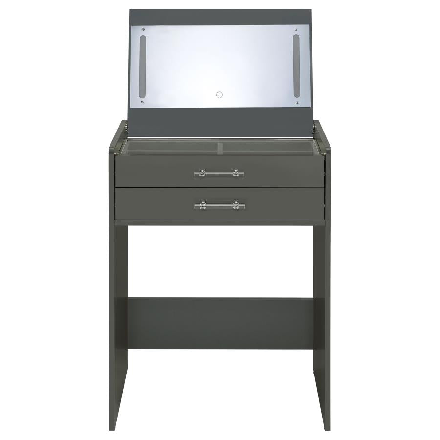 Danbury 3-drawer Makeup Vanity & Stool Set Grey High Gloss - 930210
