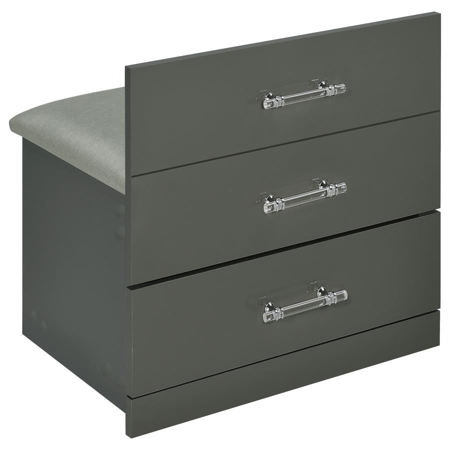 Danbury 3-drawer Makeup Vanity & Stool Set Grey High Gloss - 930210