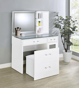 Flora 2-drawer Vanity Set with LED Mirror White High Gloss - 930218