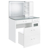 Flora 2-drawer Vanity Set with LED Mirror White High Gloss - 930218