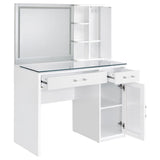 Flora 2-drawer Vanity Set with LED Mirror White High Gloss - 930218