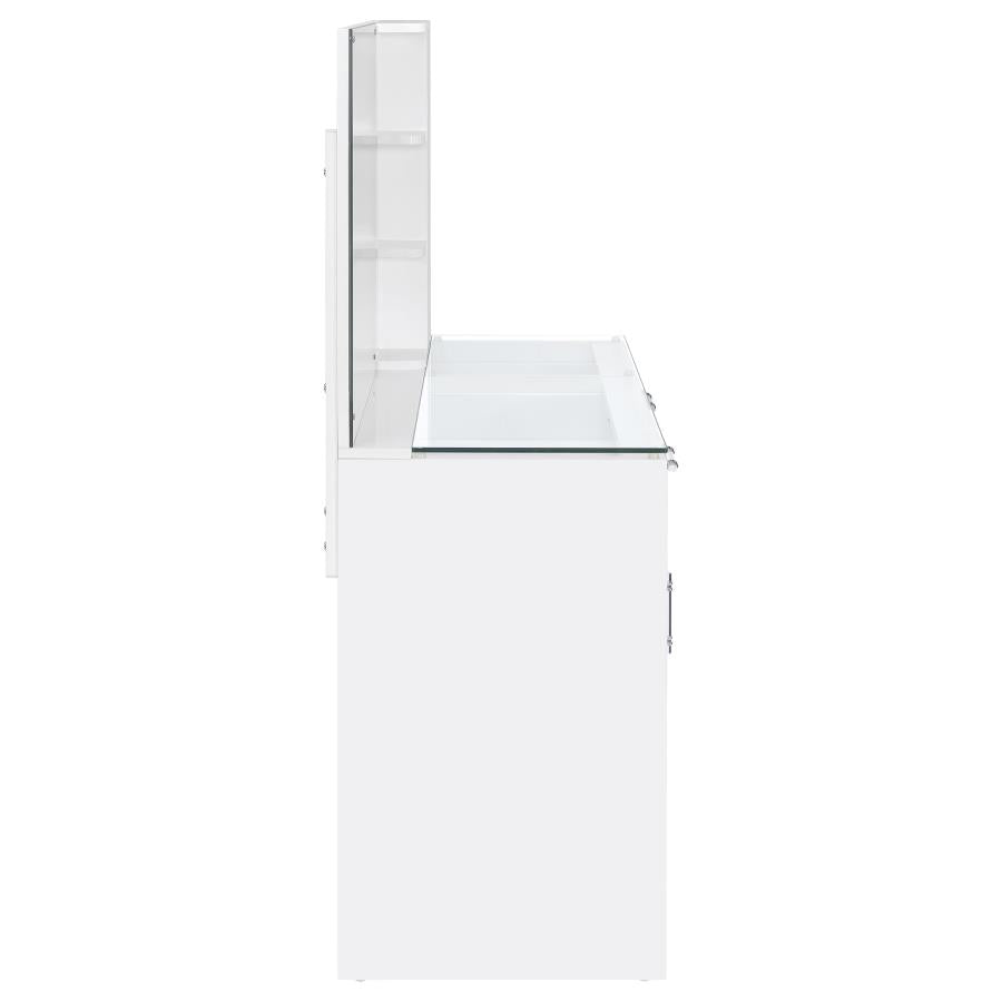 Flora 2-drawer Vanity Set with LED Mirror White High Gloss - 930218