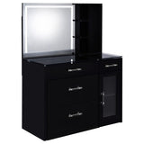Flora 2-drawer Vanity Set with LED Mirror Black High Gloss - 930219