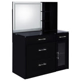 Flora 2-drawer Vanity Set with LED Mirror Black High Gloss - 930219