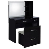 Flora 2-drawer Vanity Set with LED Mirror Black High Gloss - 930219