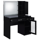 Flora 2-drawer Vanity Set with LED Mirror Black High Gloss - 930219