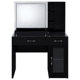 Flora 2-drawer Vanity Set with LED Mirror Black High Gloss - 930219