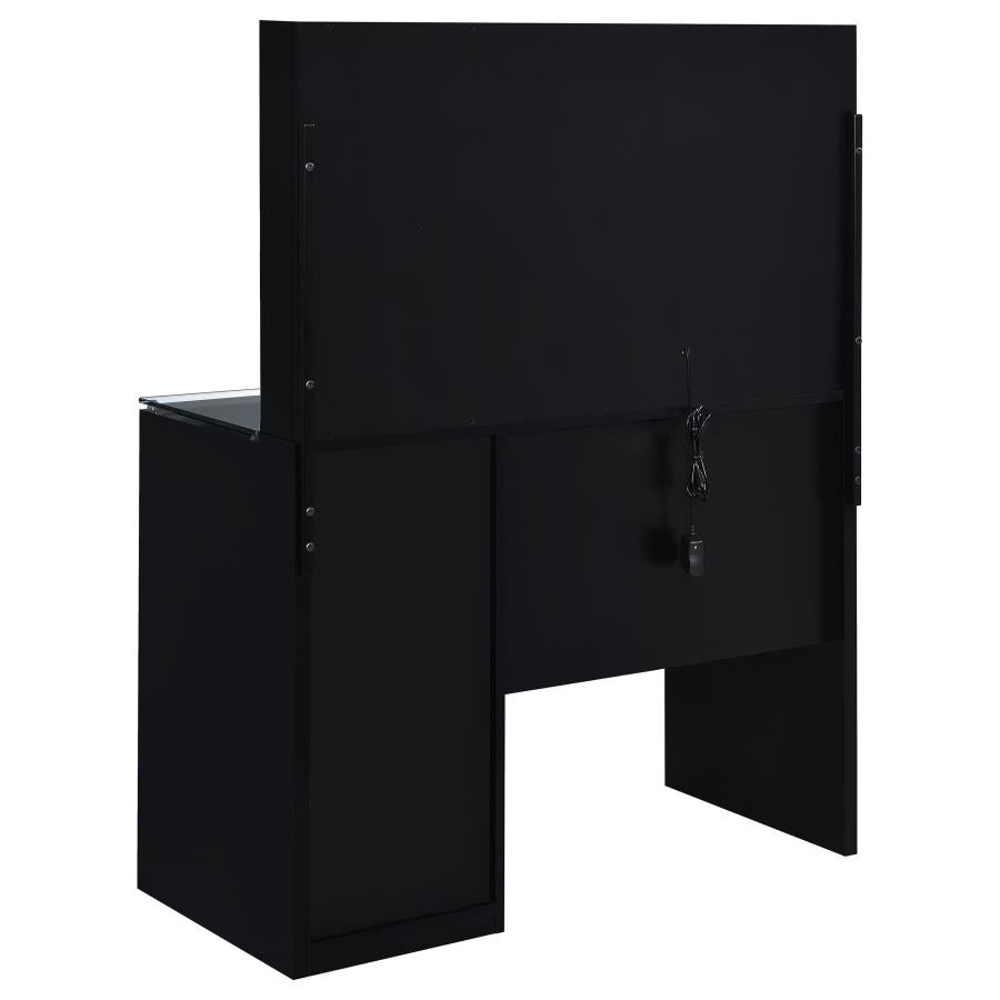 Flora 2-drawer Vanity Set with LED Mirror Black High Gloss - 930219