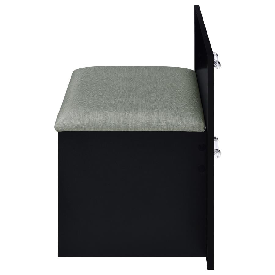 Flora 2-drawer Vanity Set with LED Mirror Black High Gloss - 930219