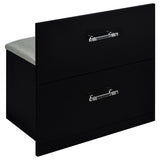 Flora 2-drawer Vanity Set with LED Mirror Black High Gloss - 930219