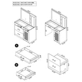 Flora 2-drawer Vanity Set with LED Mirror Black High Gloss - 930219