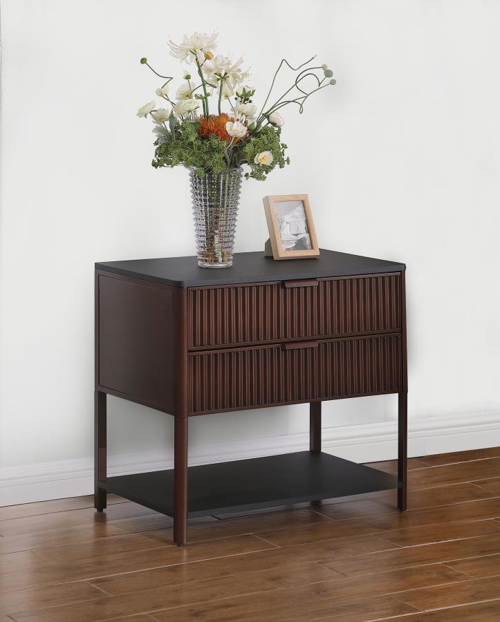 Zimmerlee 2-drawer Side Table with Shelf Rust Brown - 930221