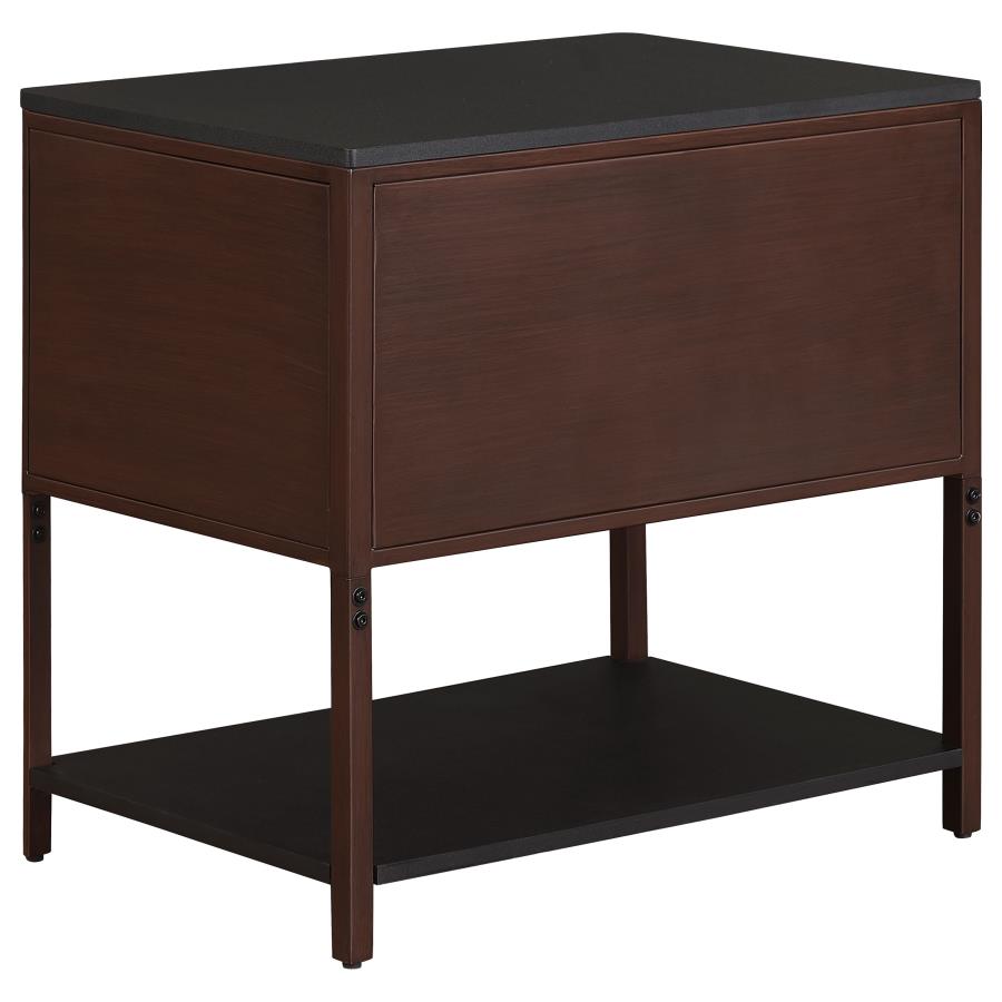 Zimmerlee 2-drawer Side Table with Shelf Rust Brown - 930221