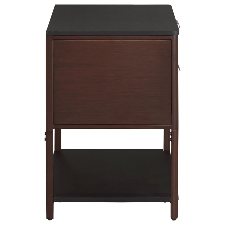 Zimmerlee 2-drawer Side Table with Shelf Rust Brown - 930221
