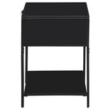 Amherst 1-drawer Radio Weave Cane Metal Bedside Table Black - 930235