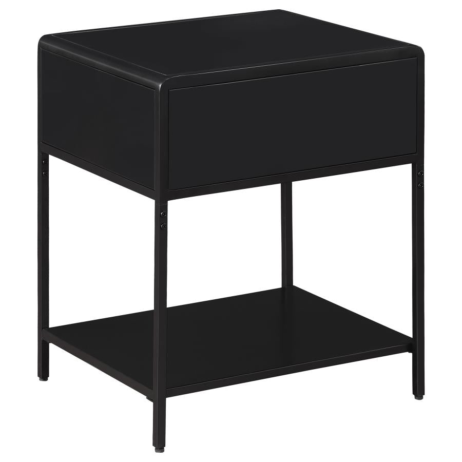 Amherst 1-drawer Radio Weave Cane Metal Bedside Table Black - 930235