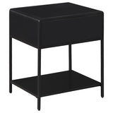 Amherst 1-drawer Radio Weave Cane Metal Bedside Table Black - 930235
