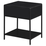 Amherst 1-drawer Radio Weave Cane Metal Bedside Table Black - 930235