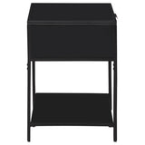 Amherst 1-drawer Radio Weave Cane Metal Bedside Table Black - 930235