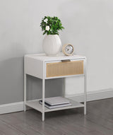 Amherst 1-drawer Radio Weave Cane Metal Bedside Table White - 930236