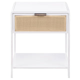 Amherst 1-drawer Radio Weave Cane Metal Bedside Table White - 930236