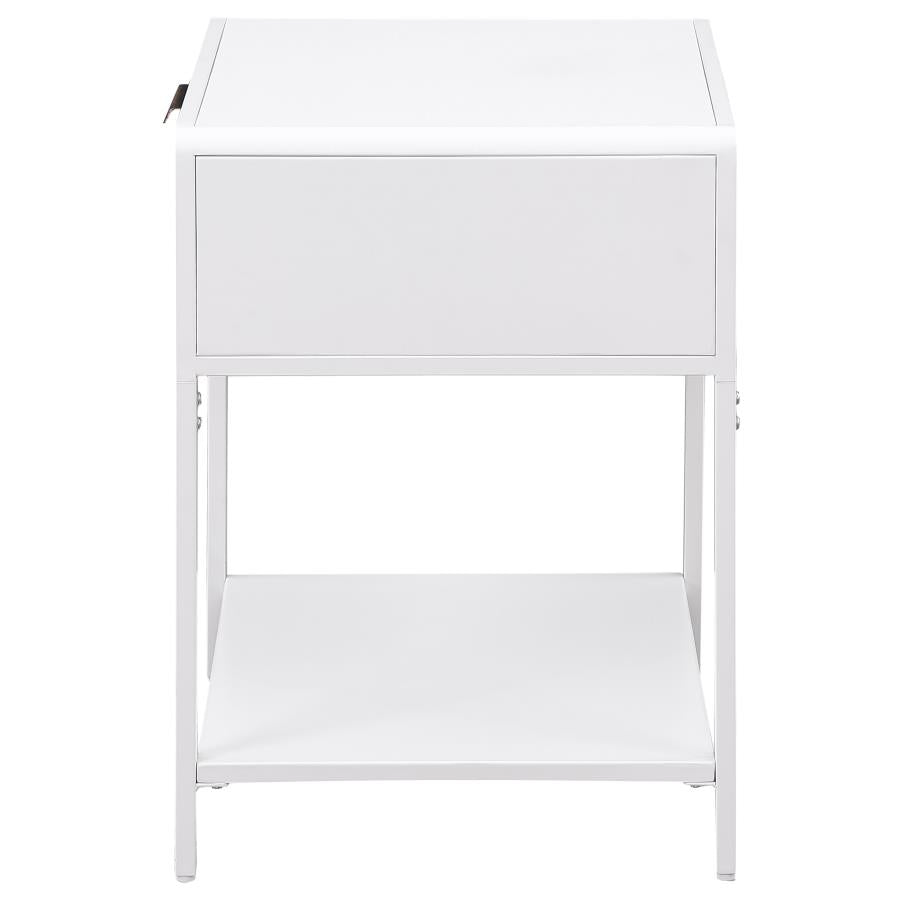 Amherst 1-drawer Radio Weave Cane Metal Bedside Table White - 930236