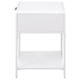 Amherst 1-drawer Radio Weave Cane Metal Bedside Table White - 930236