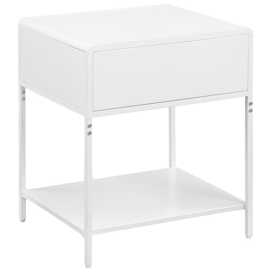 Amherst 1-drawer Radio Weave Cane Metal Bedside Table White - 930236