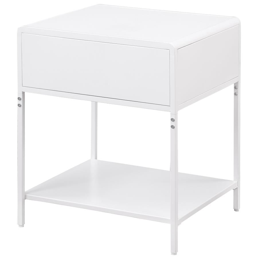 Amherst 1-drawer Radio Weave Cane Metal Bedside Table White - 930236
