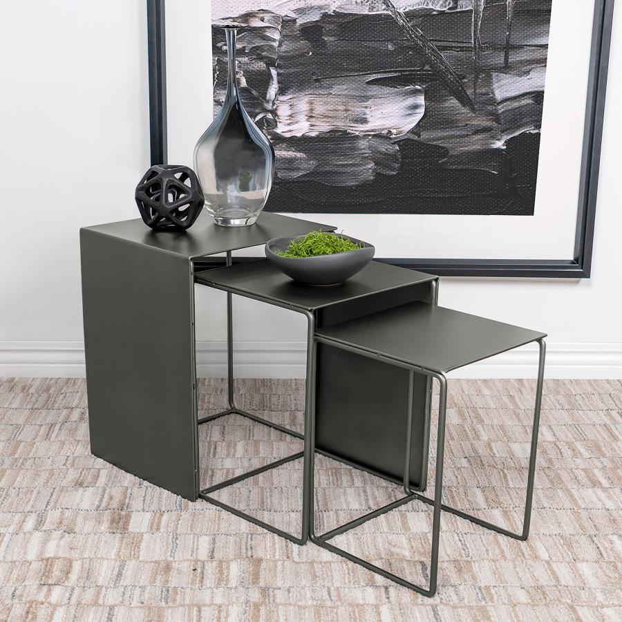 Imez 3-piece Rectangular Metal Nesting Table Set Grey - 930250