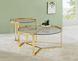 Delia 2-Piece Round Glass Top Nesting Coffee Table Gold - 930251