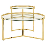 Delia 2-Piece Round Glass Top Nesting Coffee Table Gold - 930251