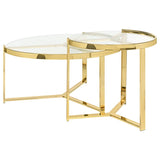 Delia 2-Piece Round Glass Top Nesting Coffee Table Gold - 930251