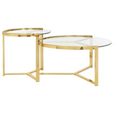 Delia 2-Piece Round Glass Top Nesting Coffee Table Gold - 930251