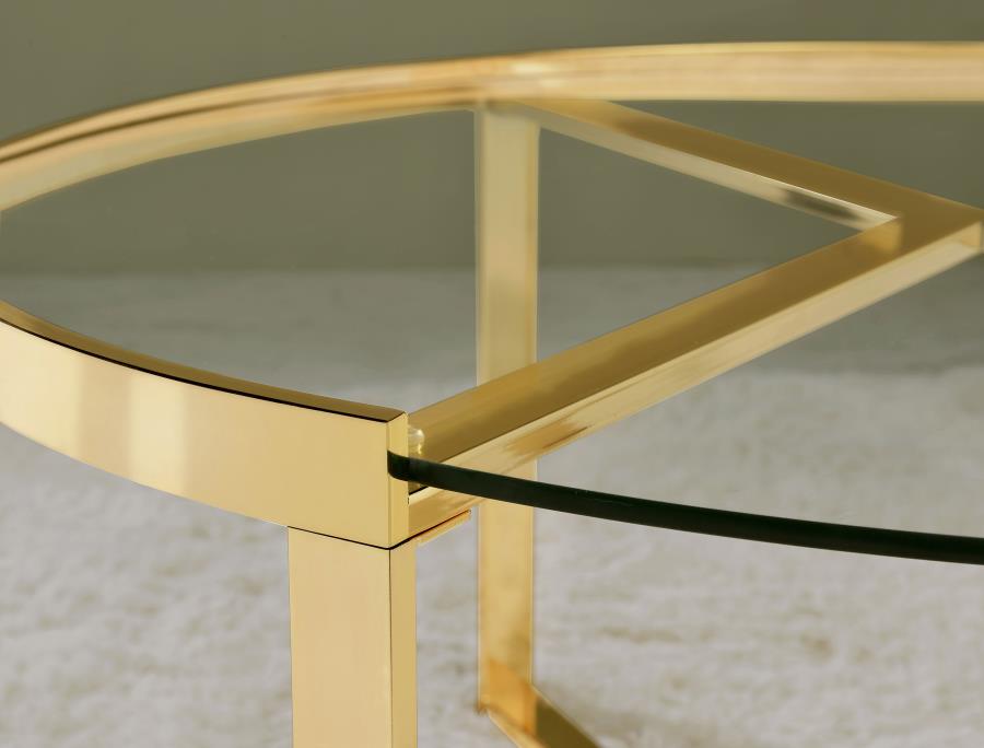 Delia 2-Piece Round Glass Top Nesting Coffee Table Gold - 930251