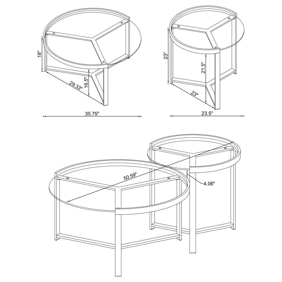 Delia 2-Piece Round Glass Top Nesting Coffee Table Gold - 930251