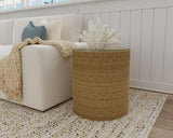 Halden Round Woven Seagrass Accent Side Table Light Brown - 930270