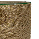Halden Round Woven Seagrass Accent Side Table Light Brown - 930270