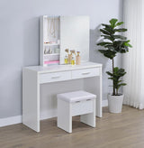 Bunbury Makeup Vanity Table Set Storage Mirror and Stool White - 930280