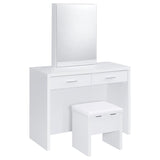 Bunbury Makeup Vanity Table Set Storage Mirror and Stool White - 930280